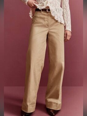 LOFT Wide Leg High-Rise Pants - Khaki